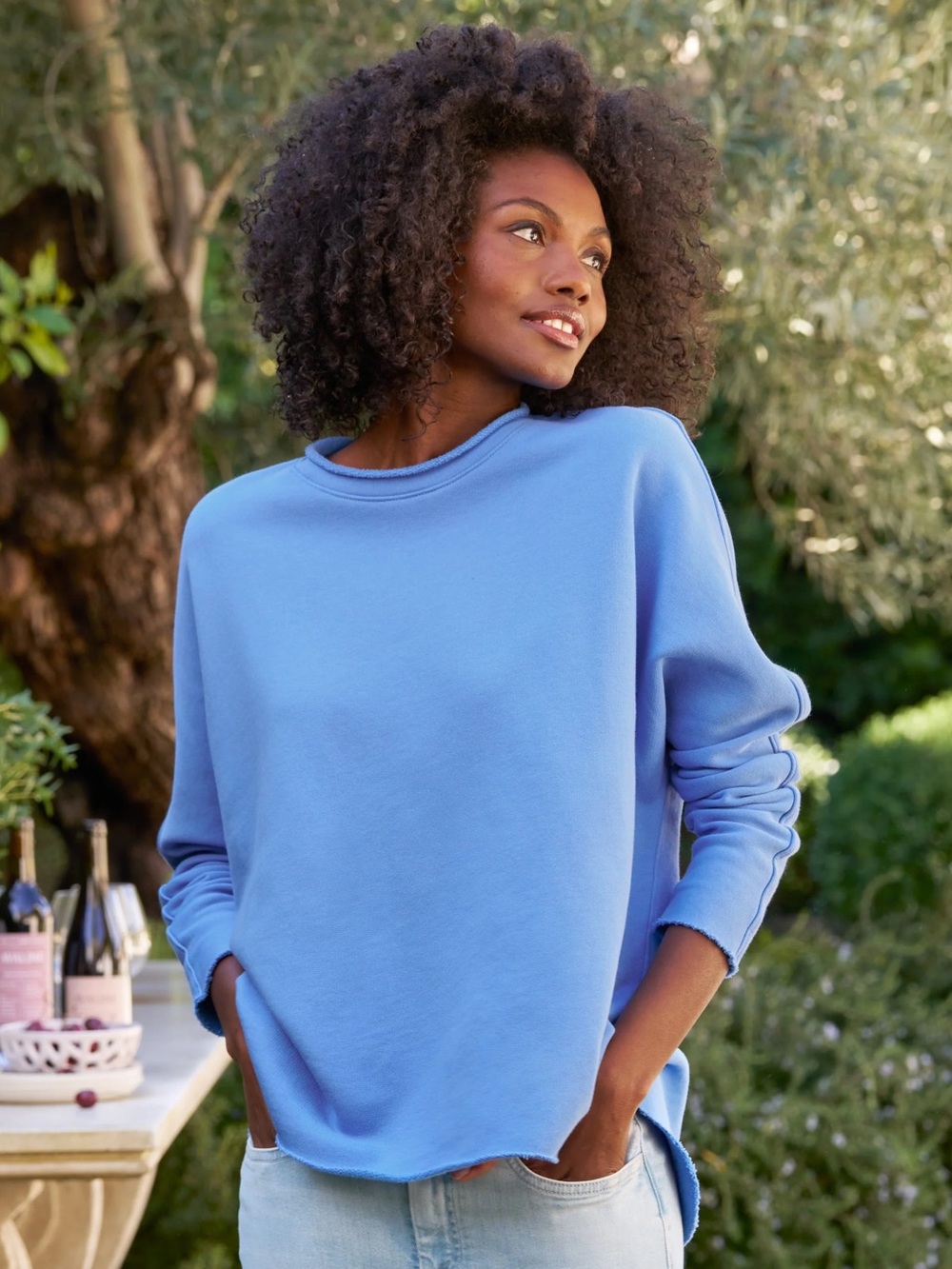 Frank and Eileen Anna Wave Long Sleeve Capelet Triple Terry Top Size XL